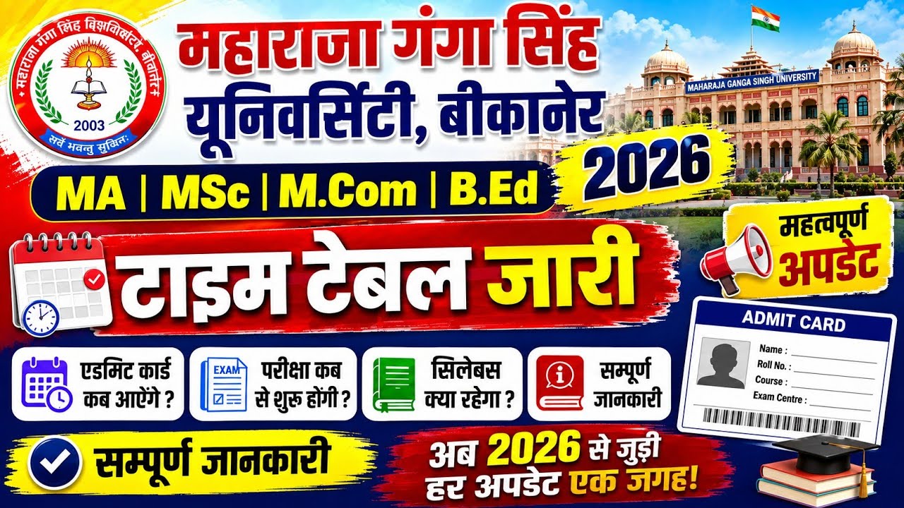 MGSU Time Table 2026 | MGSU Exams 2026 | MGSU Admit Card 2026 | MGSU Syllabus 2026