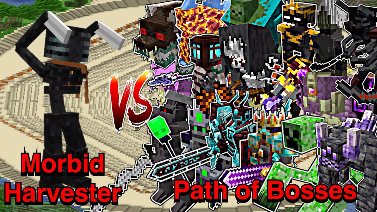 Minecraft |Mobs Battle| Morbid Harvester (The Morbid Harvester Reborn) VS Path of Bosses