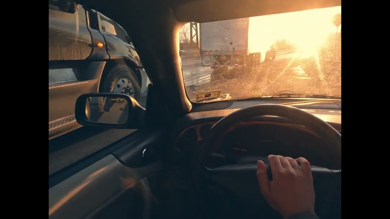 Ambient late afternoon highway drive POV - 2002 Saab 9-3 Convertible