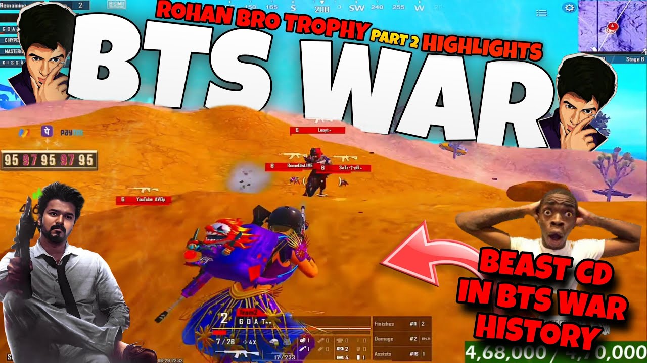 BTS WAR | ROHAN BRO TROPHY HIGHLIGHTS | PART-2 | #bgmi #bgmilive #madanop #madan #bts