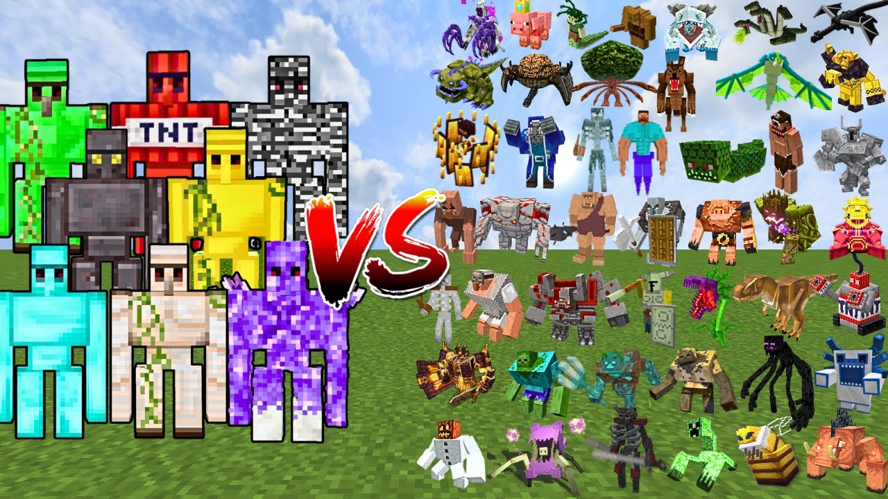 ALL GOLEMS vs 100 BOSS MOBS
