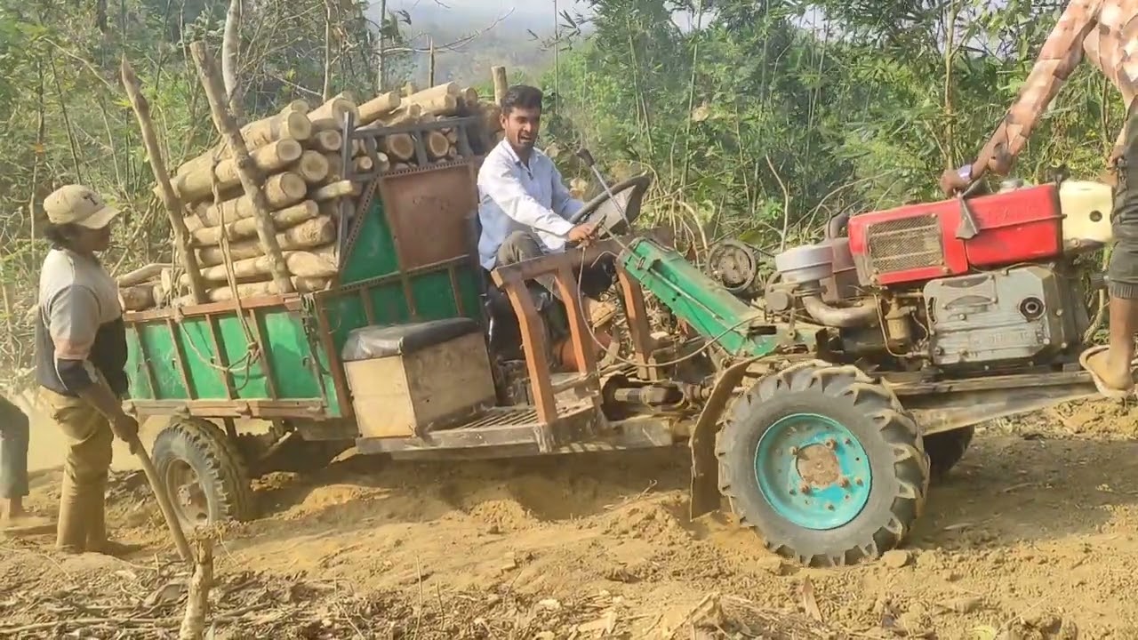 mini tractor trolley work.power tiller trolley making video.tractor trolley new model 
