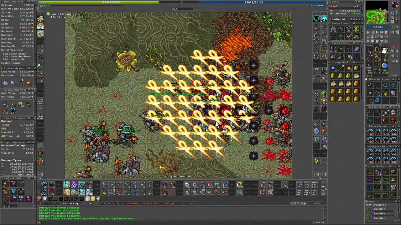Tibia / Podzilla Quaras / Royal Paladin / 12.5kk raw exp / Level 1400+