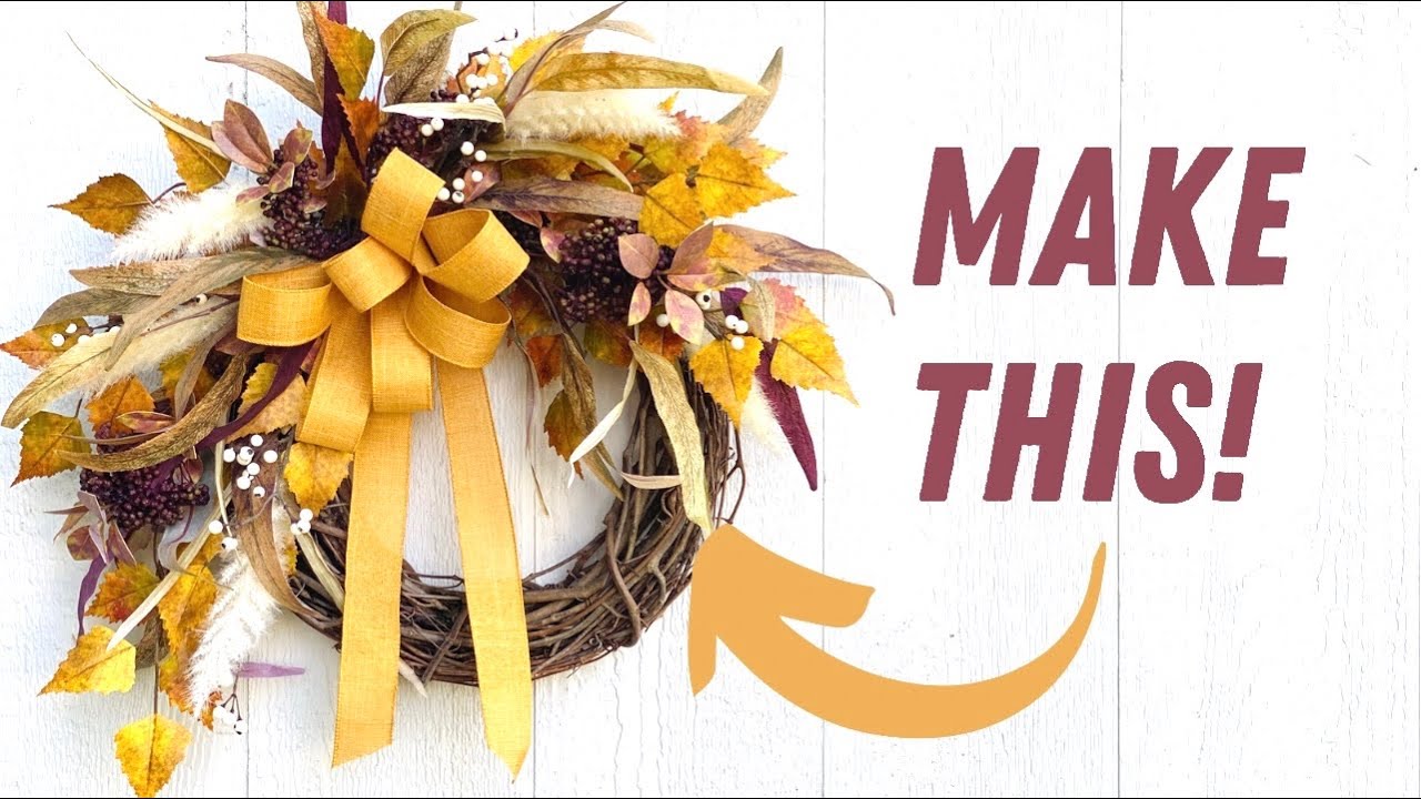How to Make an Easy Fall Grapevine Wreath/ DIY Wreath Tutorial #wreathmaking