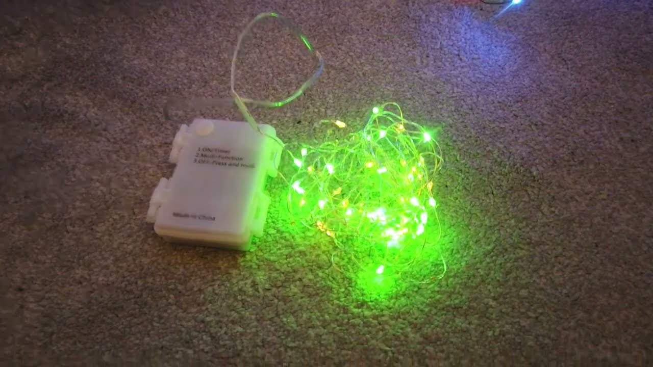 Testing a Set of Premier 100 Multicoloured Battery Operated LED Micro Pin Wire lights (Silver Cable)