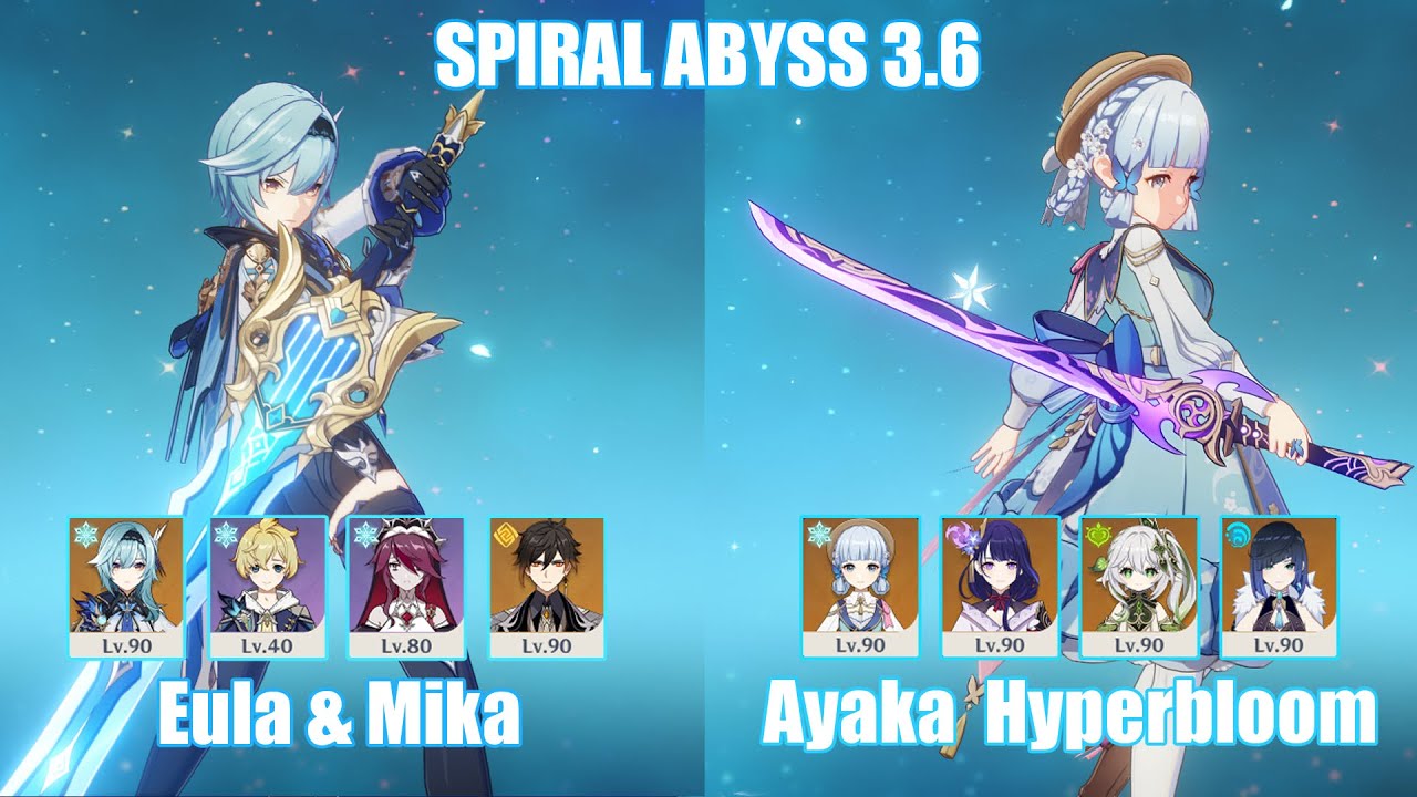 C0 Eula Mika Hypercarry & C0 Ayaka Hyperbloom | Spiral Abyss 3.6 | Genshin Impact