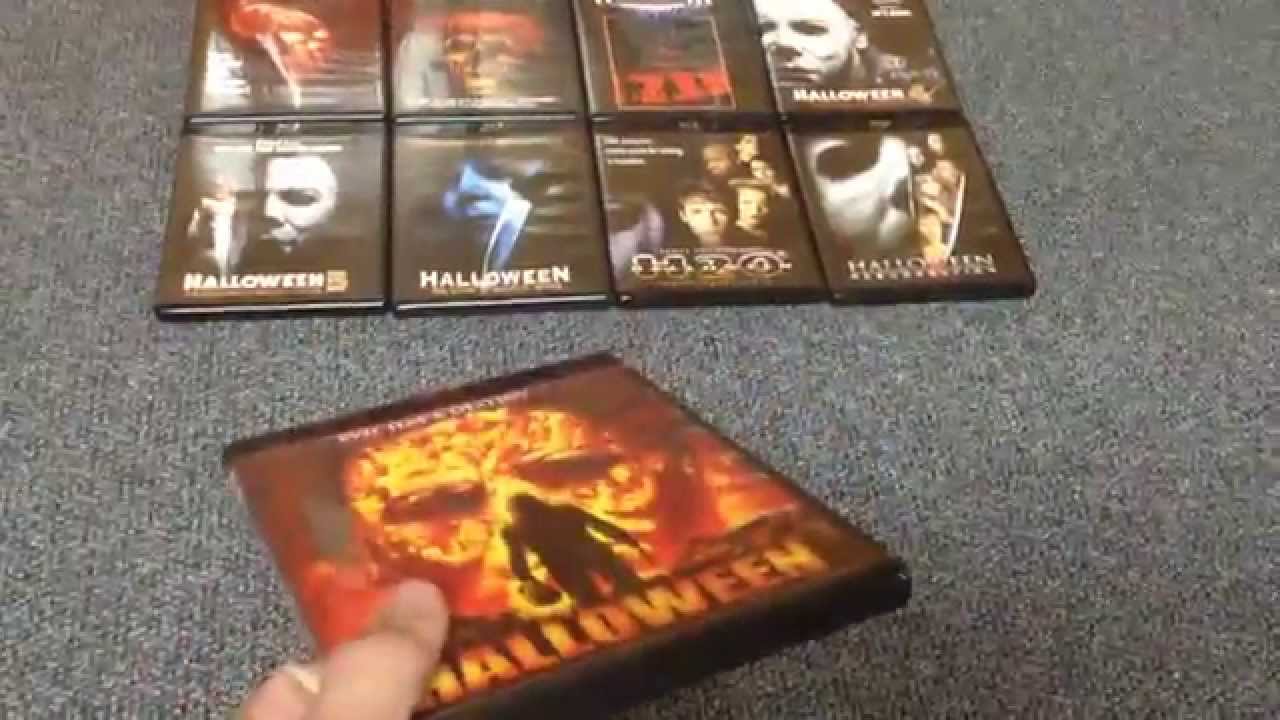 Хэллоуин: Полное собрание DVD и Blu-ray дисков в бокс-сете.