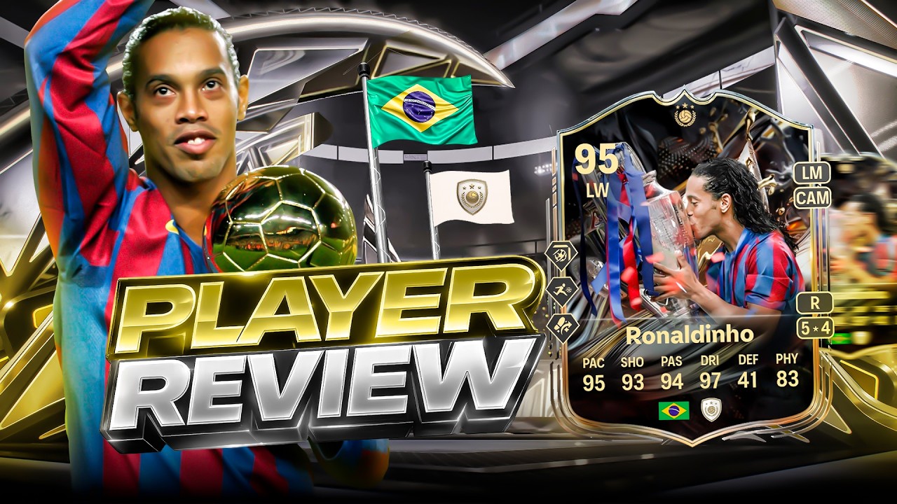 Обзор игрока Роналдиньо из команды Trophy Titans (95) в Ultimate Team от EA FC 26.