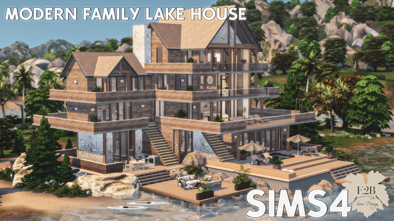 СОВРЕМЕННЫЙ СЕМЕЙНЫЙ ДОМ НА ОЗЕРЕ | Sims 4 CC Speed ​​Build | ССЫЛКА ДЛЯ СКАЧИВАНИЯ (TRAY+CC+CC L...