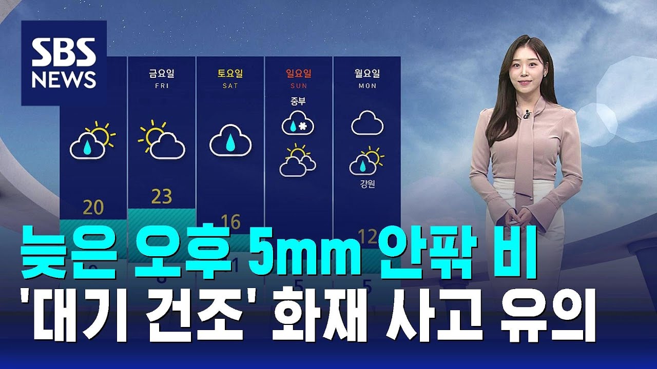 [날씨] 늦은 오후 5mm 안팎 비…'대기 건조' 화재 사고 유의 / SBS