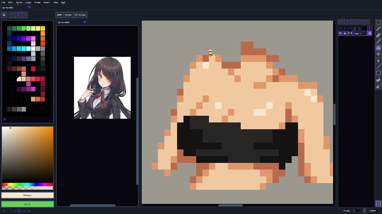 Pixel art Aula 4 - Criando corpo do portrait / Base / Variações / Processo de criação