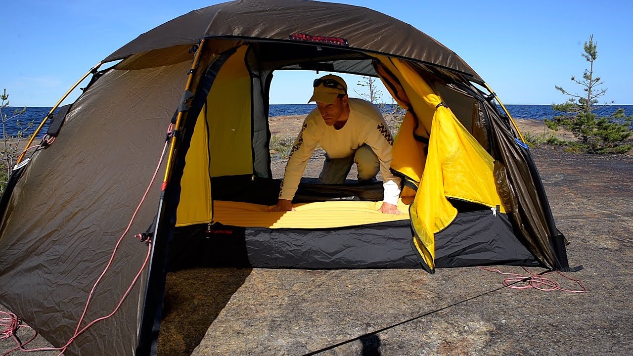 Overnight at the waters edge - Tent on the rocks