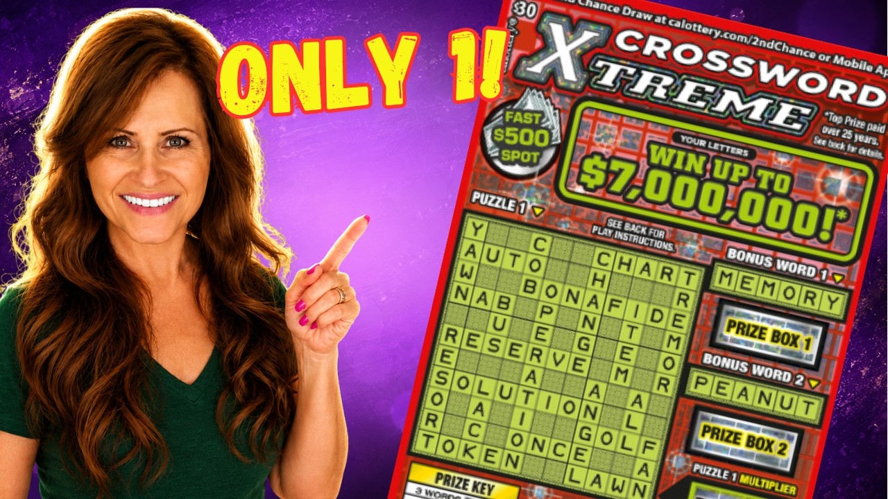 Стираем любимый билет! Лотерейный скретч-билет Extreme California Crossword за $30