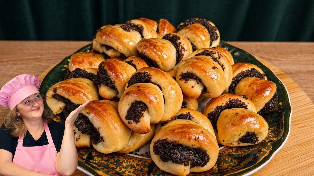 Milchbrötchen mit Mohn. Плюшки как пух. Много маковой начинки.