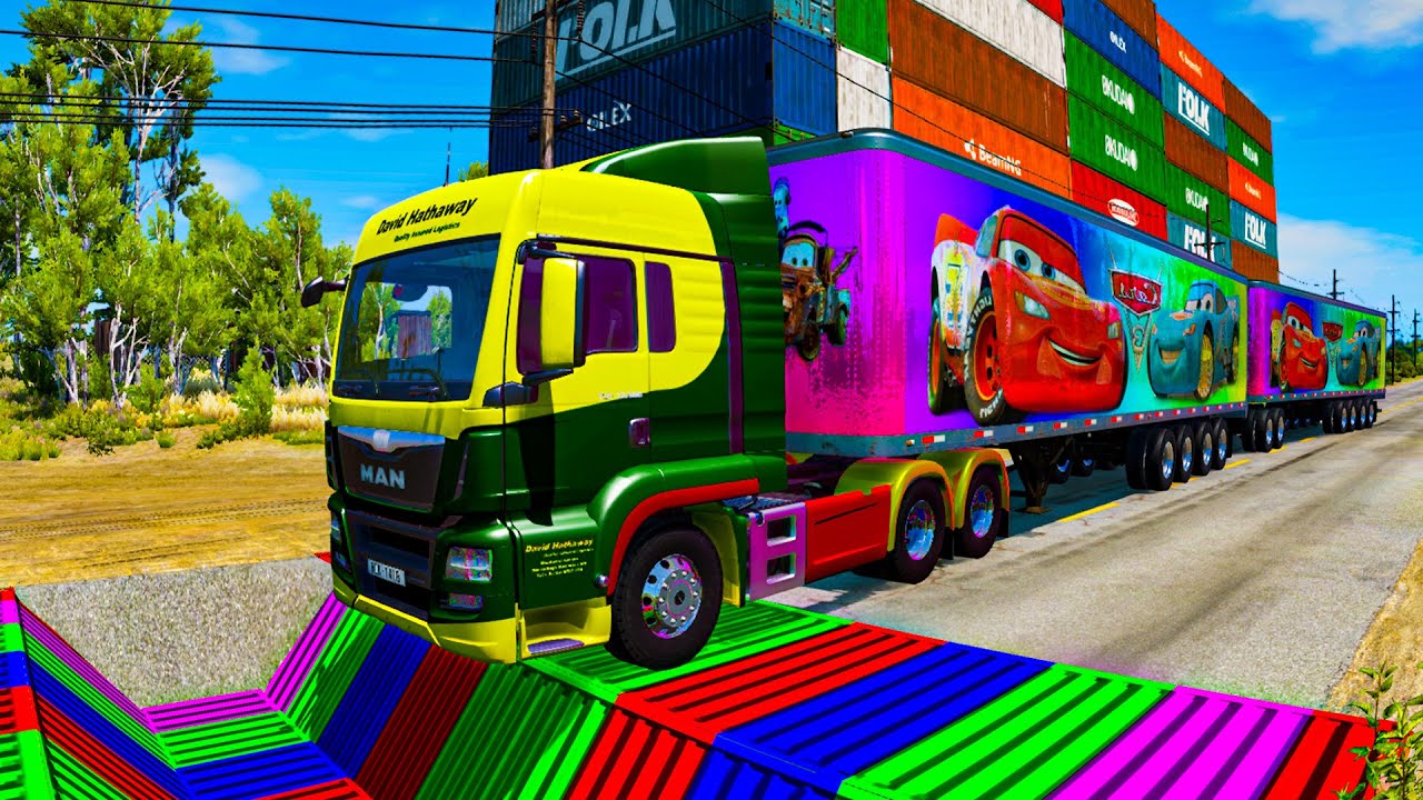 Trucks Cars vs Massive Speed Bumps vs Giant Bulge #beamngdrive   #beamng  #car #truck #live