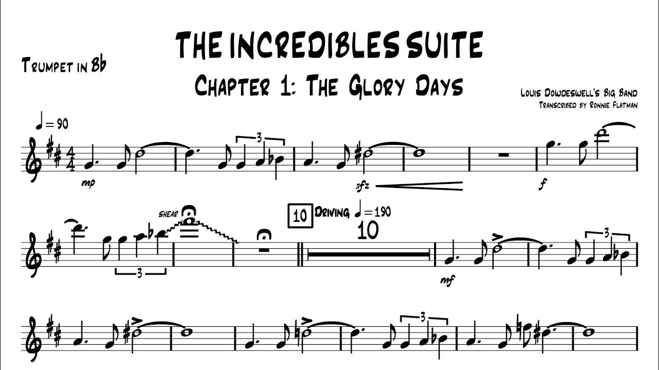 LOUIS DOWDESWELL: THE INCREDIBLES SUITE. Lead trumpet transcription.