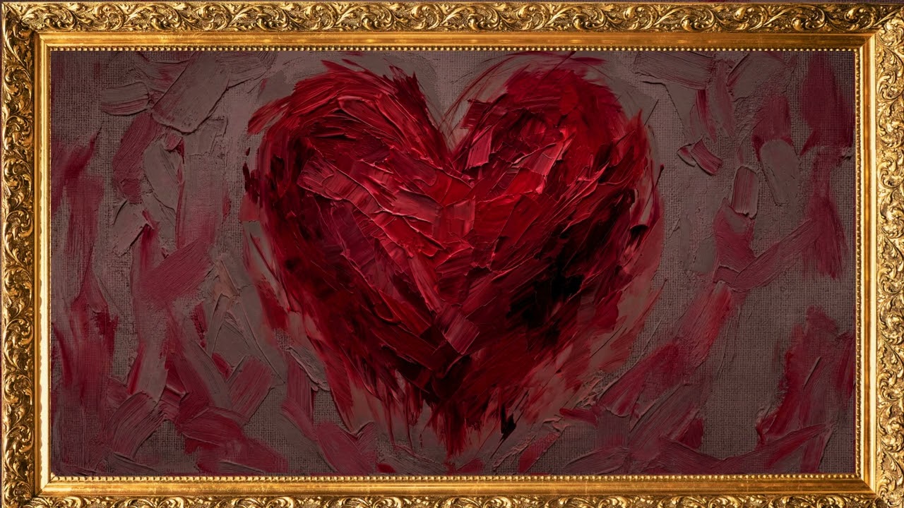 Red Heart Oil Painting Frame TV Art | Valentine Decor | 2 Hours | 4K