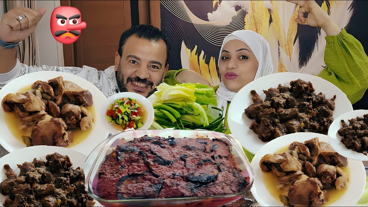 تحدي اكل / طاجن مسقعه بالكبد والقوانص المنتظر🔥 طاجن كباب بالقوانص بالبصل وكبد وقوانص مسلوقه💪