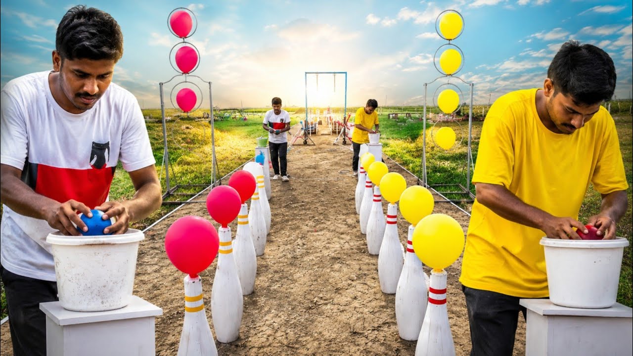 Ultimate Balloon Challenge Race | Red vs Yellow Team! SS food challenge BVG 30min game