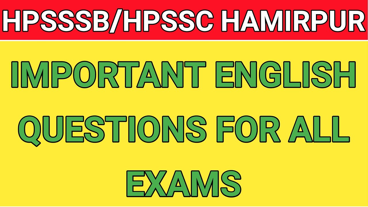 English questions for all exams|| hpsssb previous year question paper| hp tgt| hp tet| clerk|joa