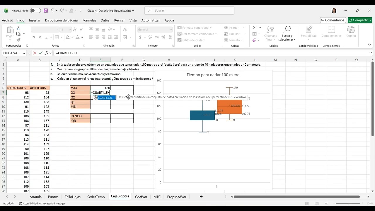 Estadistica Descriptiva en Excel - Ejercitario 4 - Ejercicio 4
