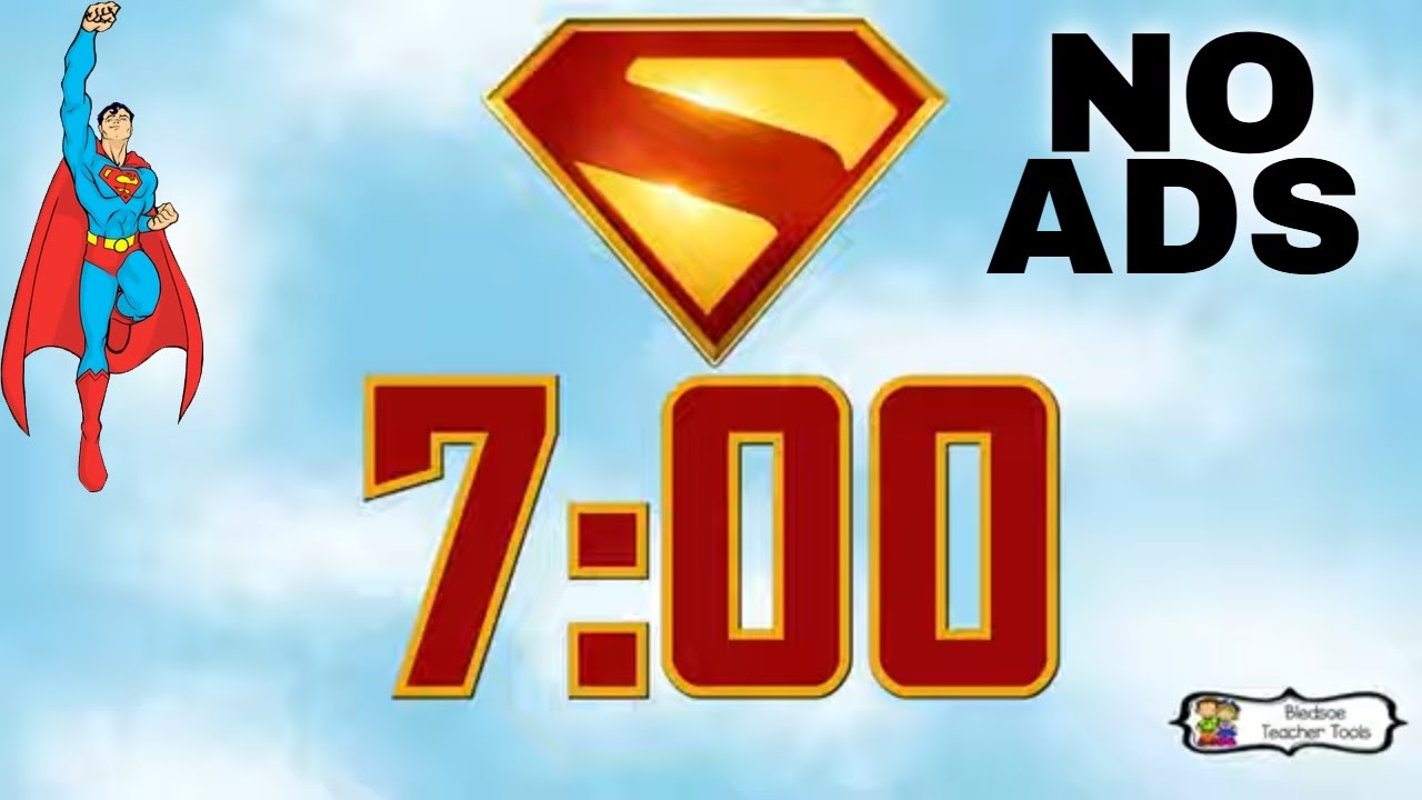 7 Minute Timer | Flying Superman Logo Visual Countdown | No Ads