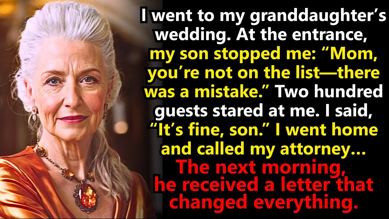 My Son Barred Me from Granddaughter’s Wedding: “You’re Not on the List, Mom.” I Went Home and...