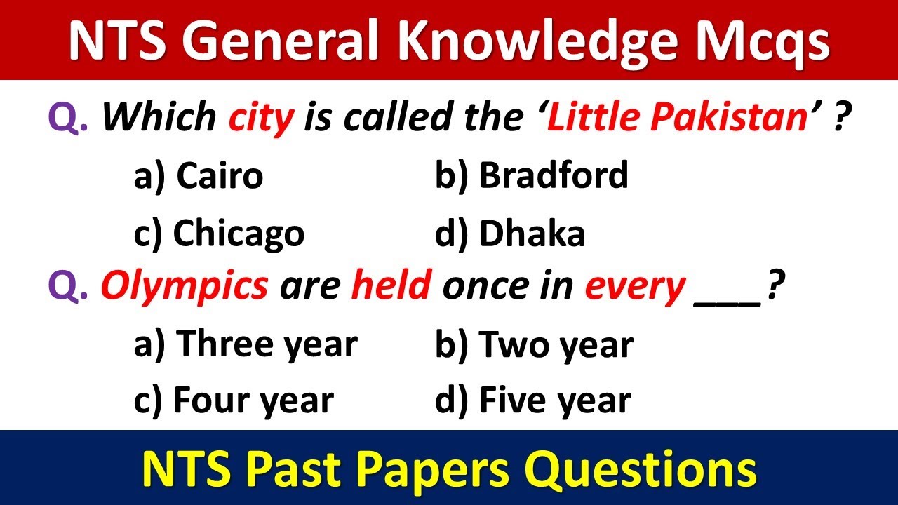 NTS General Knowledge Mcqs | NTS General Knowledge Questions | NTS General Knowledge | NTS GK | NTS