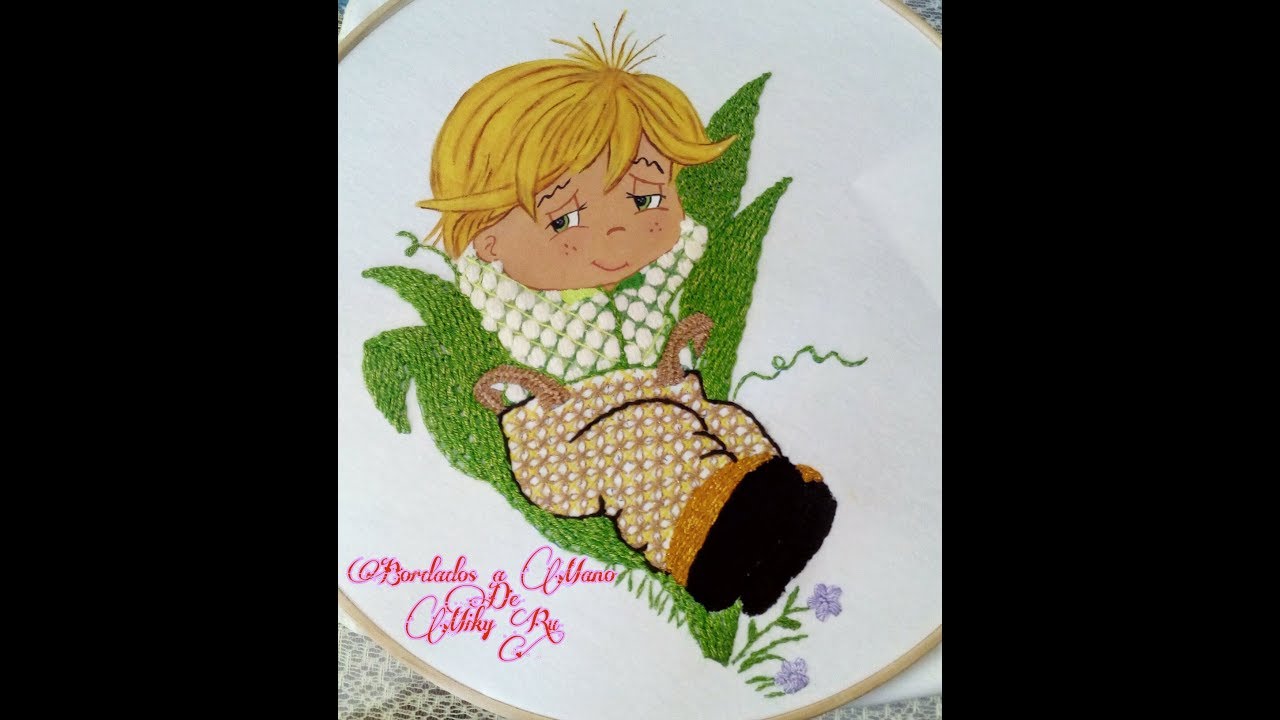 Bordado Fantasia Puntada Hojas Del Niño Elote.