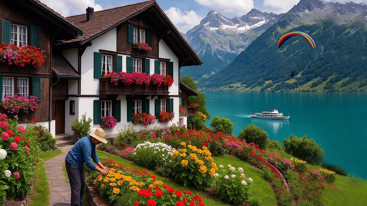 Switzerland, Brienz - The Most Amazing Lake on The Earth - Relaxing Walk