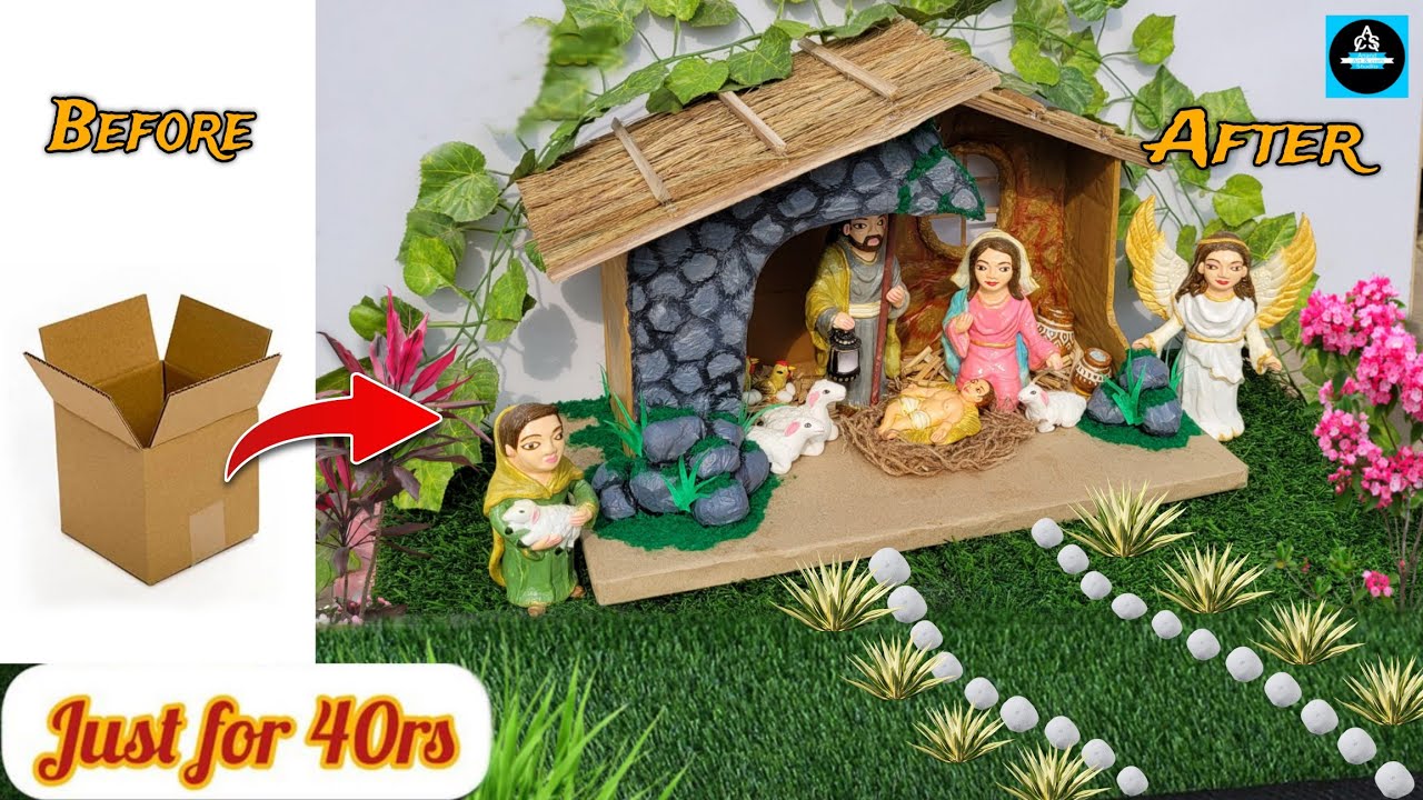 🌲Simple and easy Christmas Crib made with Cardboard !! Diy Christmas Nativity