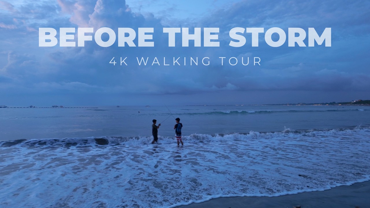 Relaxing Sunset Walk in Kuta, Bali 🌅 | Beach & Street Ambience Before the Storm 4K ASMR