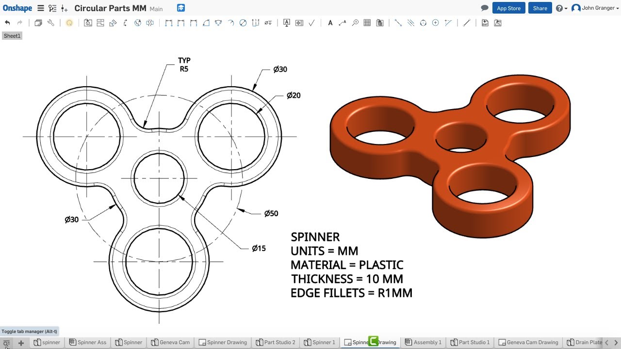 Изучите Onshape &mdash; Проект 7 &mdash; Прялка