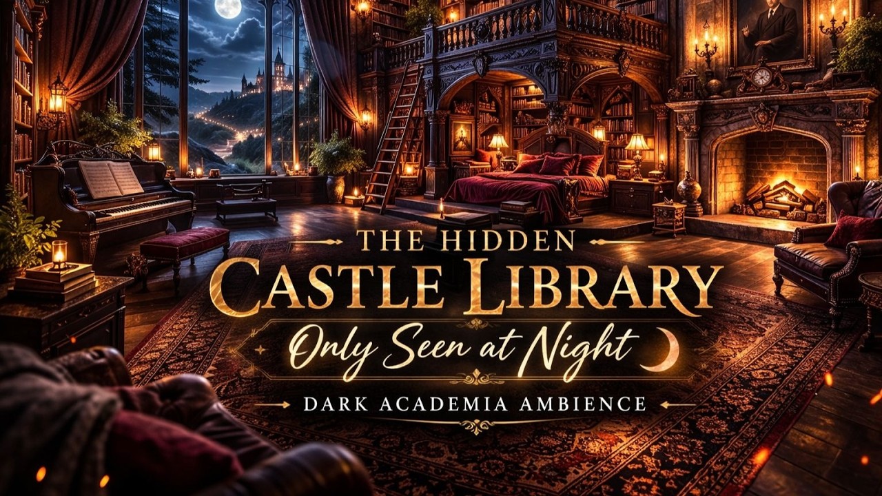 The Hidden Castle Library Only Seen at Night 🌙 Dark Academia Ambience