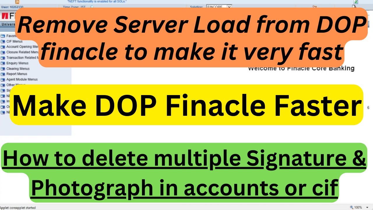 How to make DOP Finacle fast and remove unnecessary server load