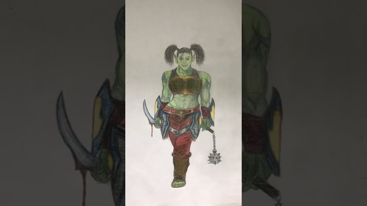 Female orc! (This is my first time drawing with colors so don&rsquo;t judge to hard🙈)