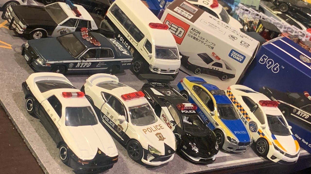 1月発売トミカ 警察仕様70スープラ 、86、ハイエース、カローラ、クラウンビクトリア、BMWM5、カプリス、ランボルギーニアヴェンタドール開封マジョレット、マッチボックス　1/64policecar