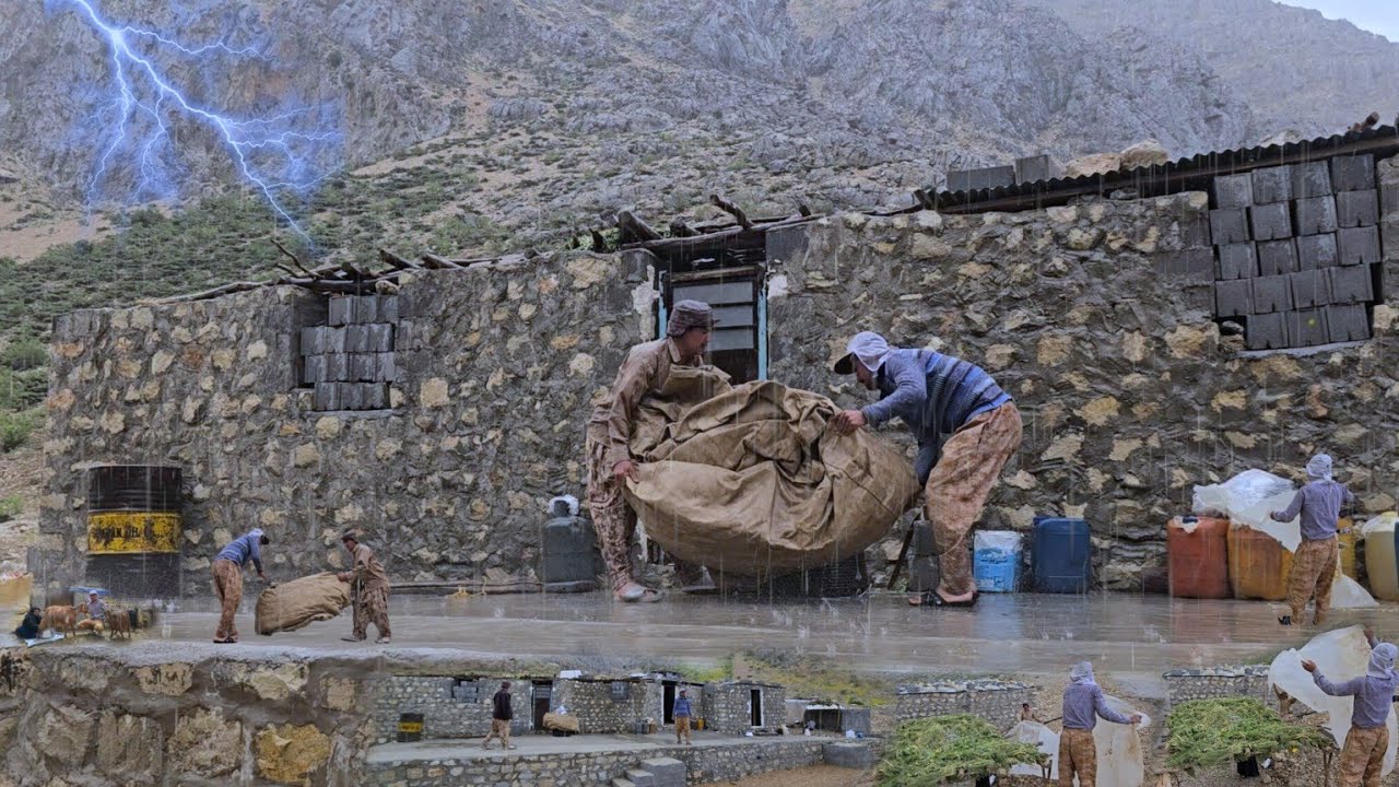 IRAN nomadic life: Nomadic Survival from Spring Rain🌦 | Exciting Rain Among Iran Mountain Nomads⛈️🌦🌧