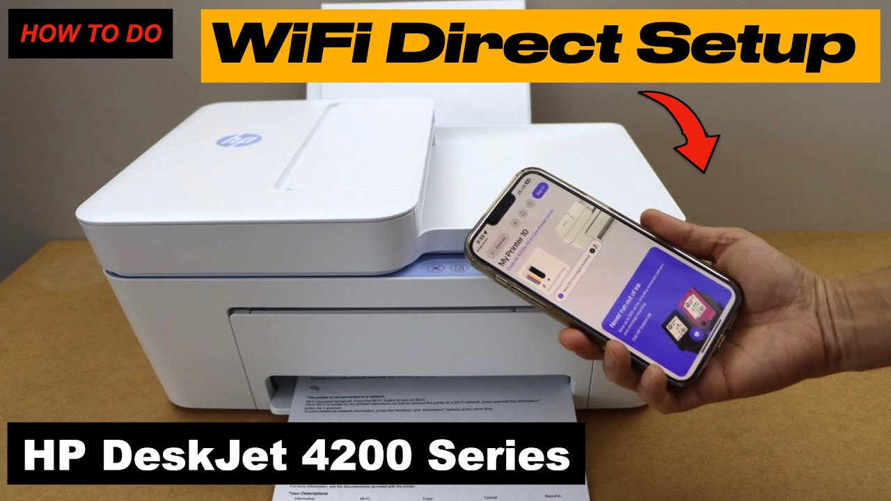 Настройка HP DeskJet 4200 WiFi Direct, пароль для печати, добавление iPhone, настройка [Руководст...