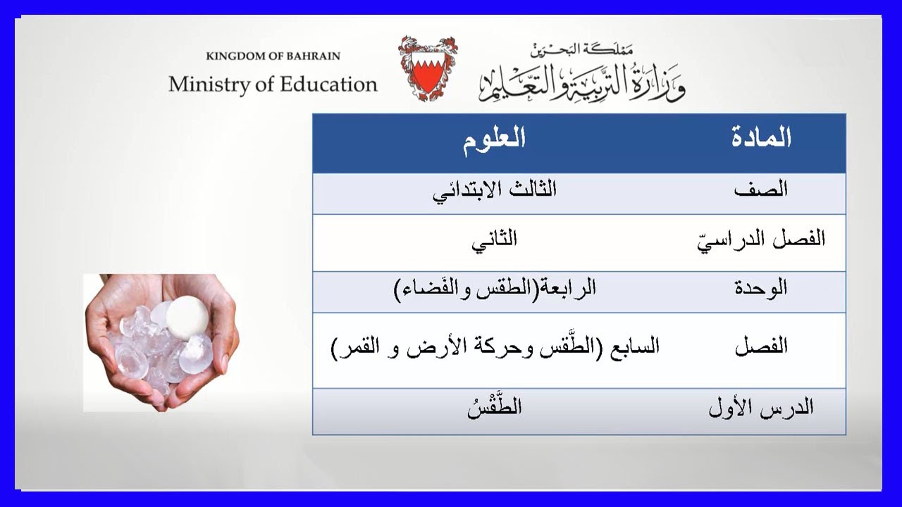 العلوم للصف الثالث الإبتدائي - الطقس