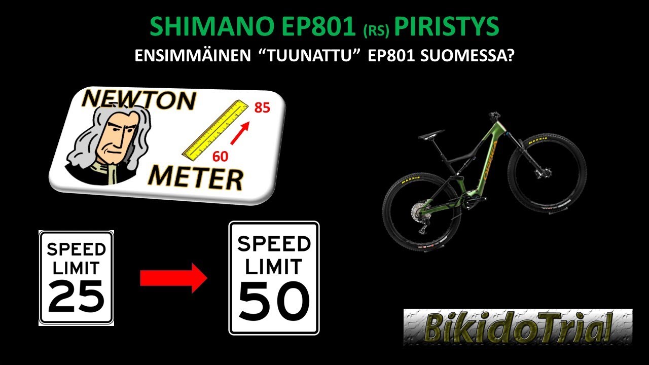 Shimano EP801 RS piristys: 85Nm - 600W - 50km/h
