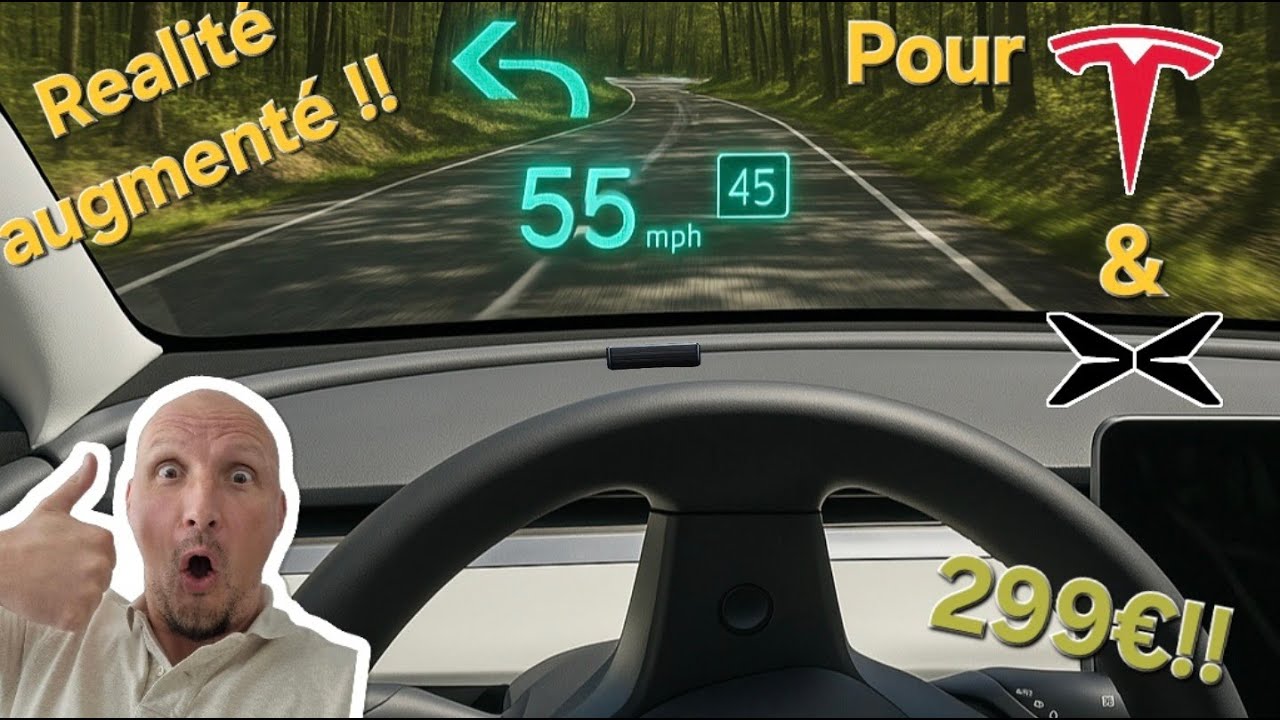 ENFIN un affichage TETE HAUTE pour TESLA & XPENG ( bluffant!! )