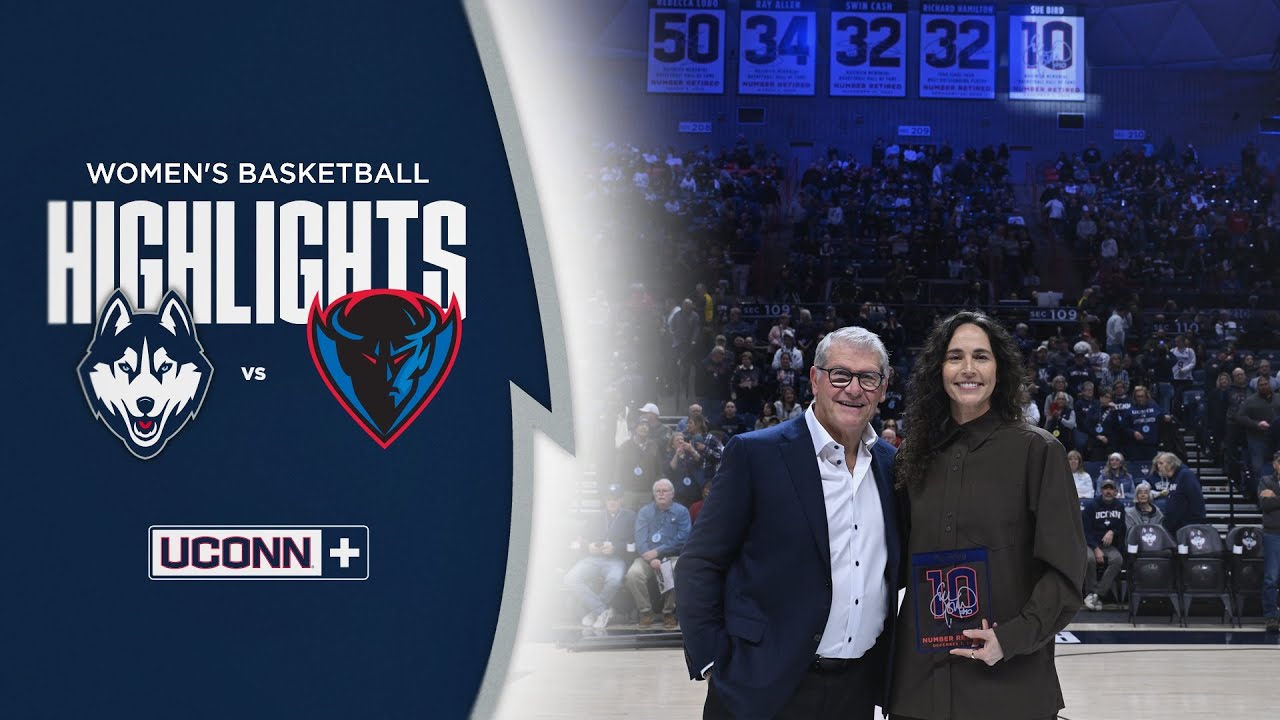 ГЛАВНЫЕ МОМЕНТЫ | Женская баскетбольная команда UConn против DePaul в День выхода на пенсию джерс...