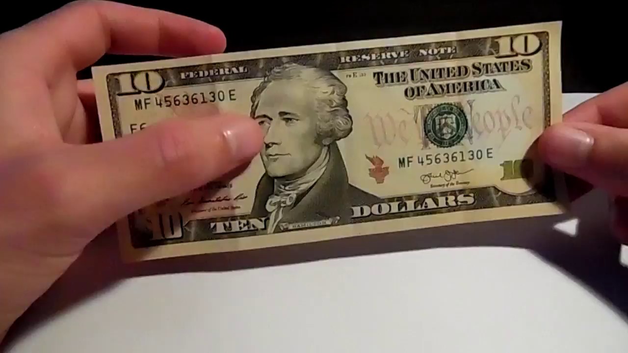BILLETE DE 10 DOLARES DE LOS ESTADOS UNIDOS DE AM&Eacute;RICA.