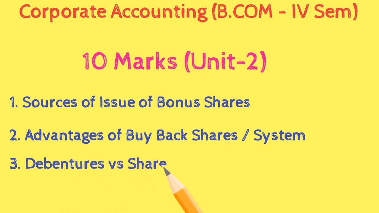 Degree | 4th Sem | B.Com | Corporate Accounting | Important Questions (Only Theory)