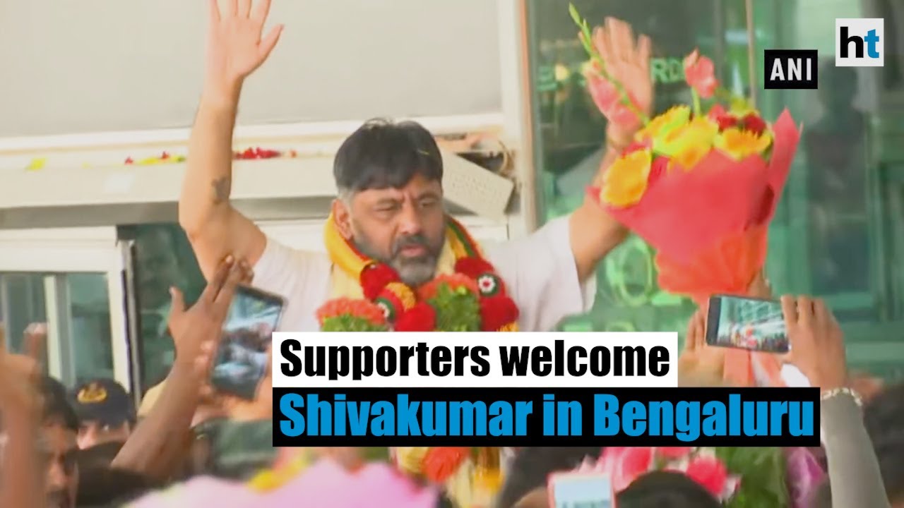 Out on bail, DK Shivakumar welcomed by supporters in Bengaluru