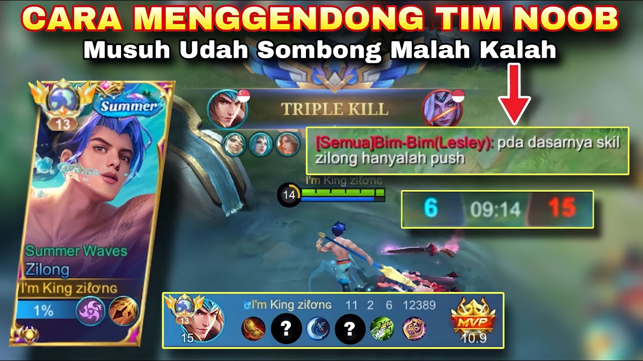 CARA MENGGENDONG TIM NOOB, KETEMU MUSUH SOMBONG LANGSUNG MODE BANTAY🔥 | MLBB