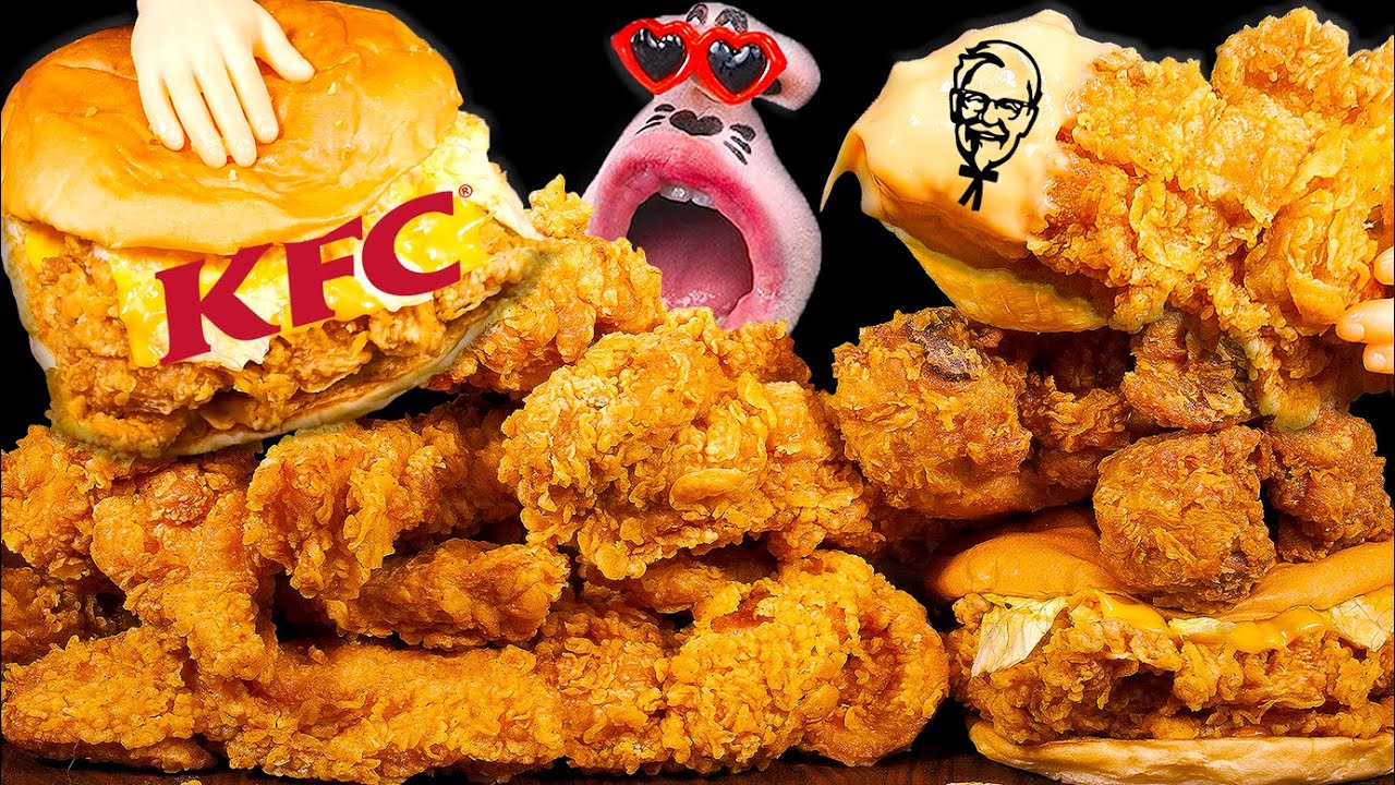 KFC заполняет весь экран! ASMR Mukbang Eating Show!