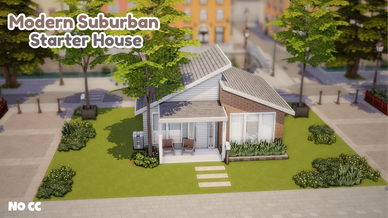 Modern Suburban Starter | The Sims 4 ASMR Speed Build