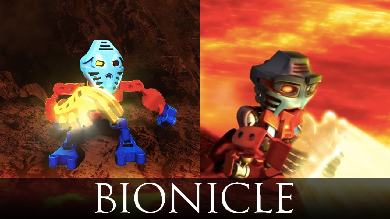 [Side by Side] Bionicle Mask of Light Movie Lava Surfing but Lego Stop Motion vs Original Movie Full
